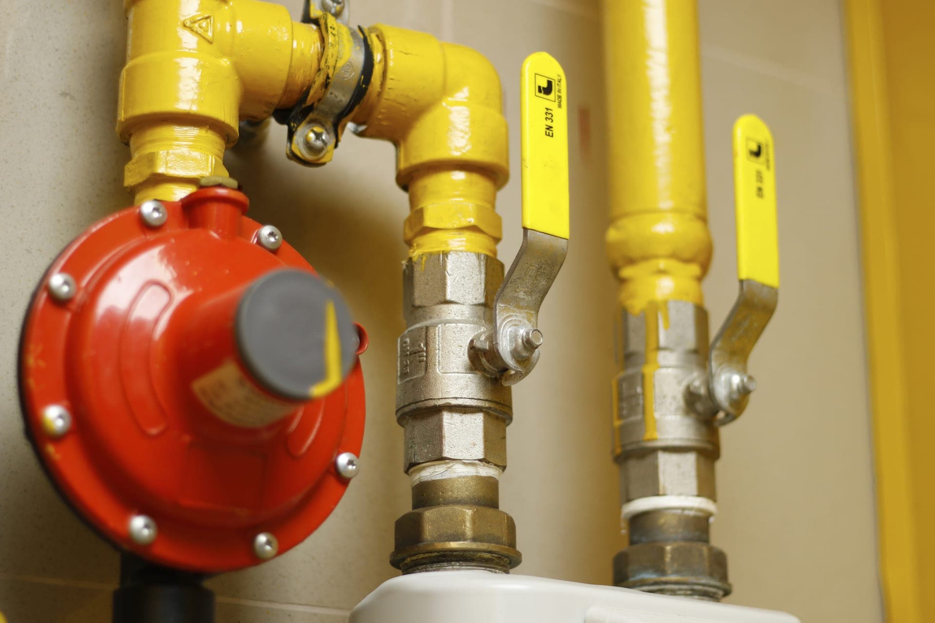 Gas piping and shutoff valves