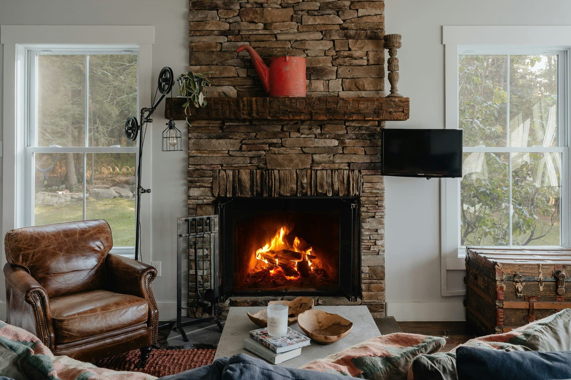 Cozy living room with fireplace